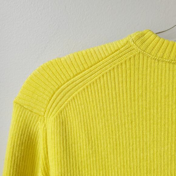 Women J Crew Ribbed Yellow Merino Wool Crewneck Sweater XL Preppy Outdoors - Picture 6 of 8